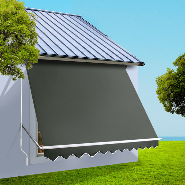 Instahut Window Fixed Pivot Arm Awning Patio Outdoor Blinds Retractable 2.8X2.1M Instahut