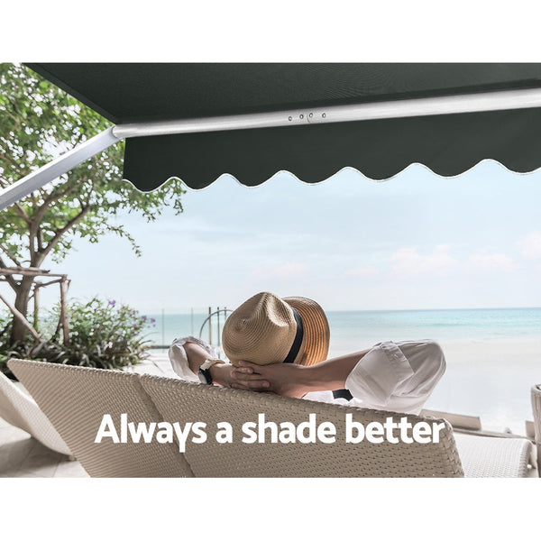 Instahut Window Fixed Pivot Arm Awning Outdoor Blinds Retractable Canopy3.1X2.1M Instahut