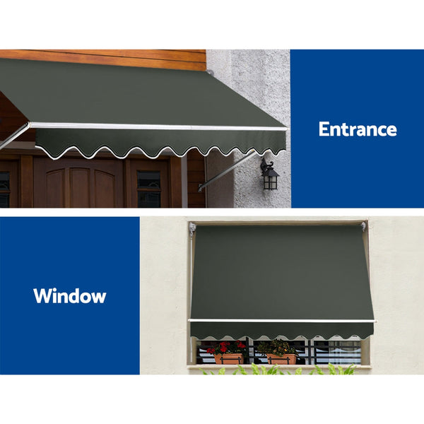 Instahut Window Fixed Pivot Arm Awning Outdoor Blinds Retractable Canopy3.1X2.1M Instahut