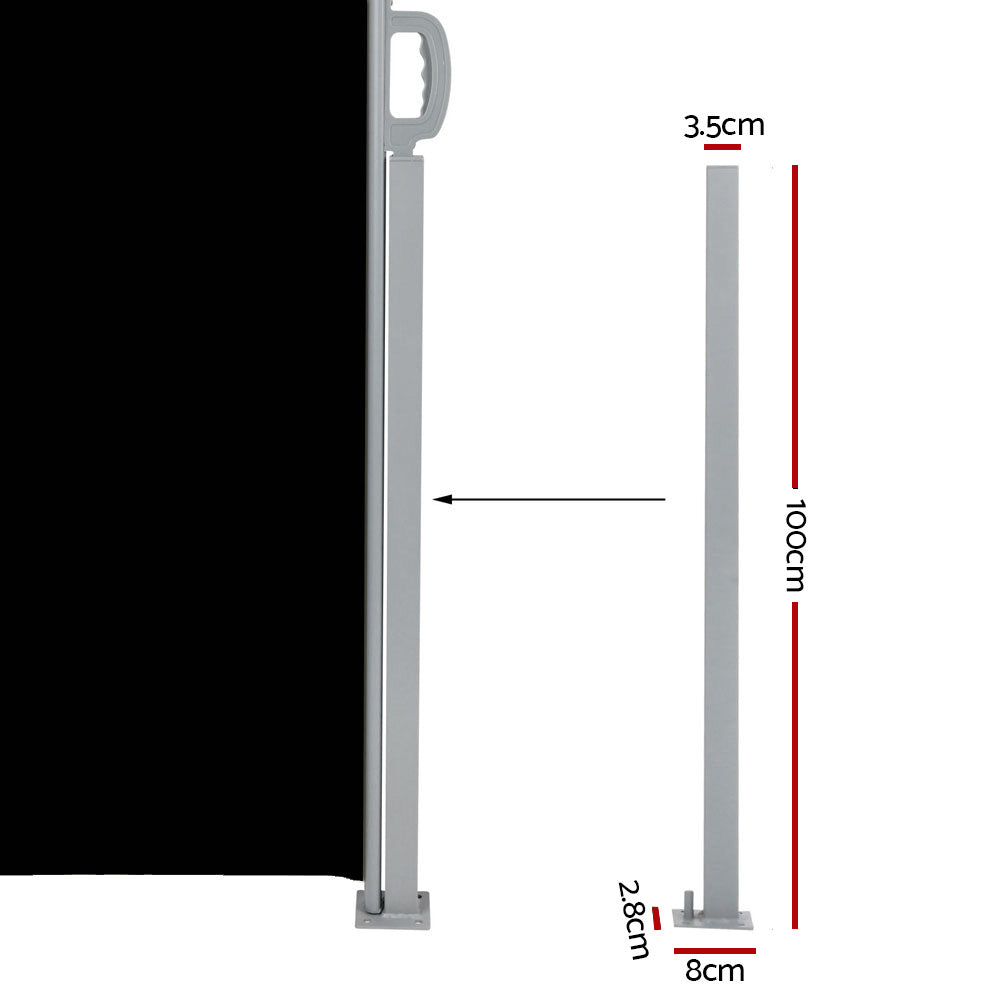 Instahut Side Awning Outdoor Blinds Sun Shade Retractable Screen 2X6M BK Instahut