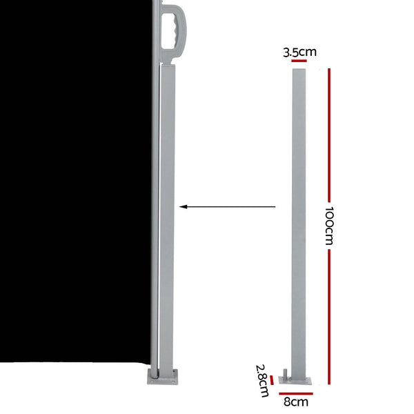 Instahut Side Awning Outdoor Blinds Sun Shade Retractable Screen 2X6M BK Instahut
