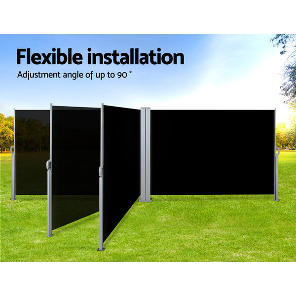 Instahut Side Awning Outdoor Blinds Sun Shade Retractable Screen 2X6M BK Instahut
