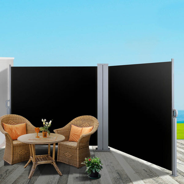 Instahut Side Awning Outdoor Blinds Sun Shade Retractable Screen 2X6M BK Instahut