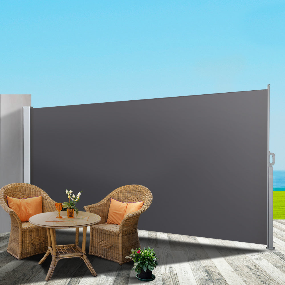 Instahut Side Awning Sun Shade Outdoor Blinds Retractable Screen 1.4X3M GR Instahut