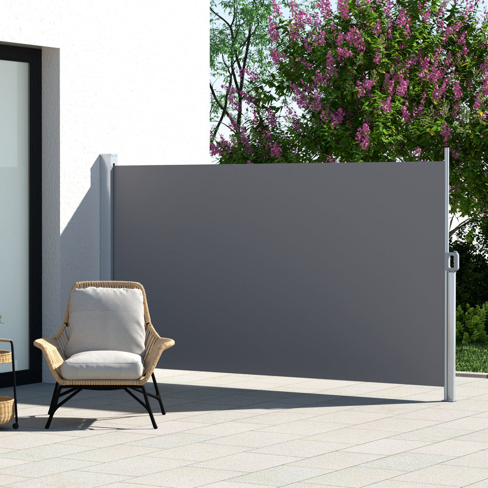 Instahut Side Awning Sun Shade Outdoor Blinds Retractable Screen 1.8X3M Grey Instahut