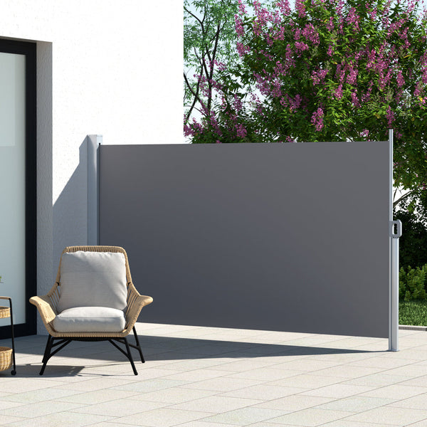 Instahut Side Awning Sun Shade Outdoor Blinds Retractable Screen 1.8X3M Grey Instahut