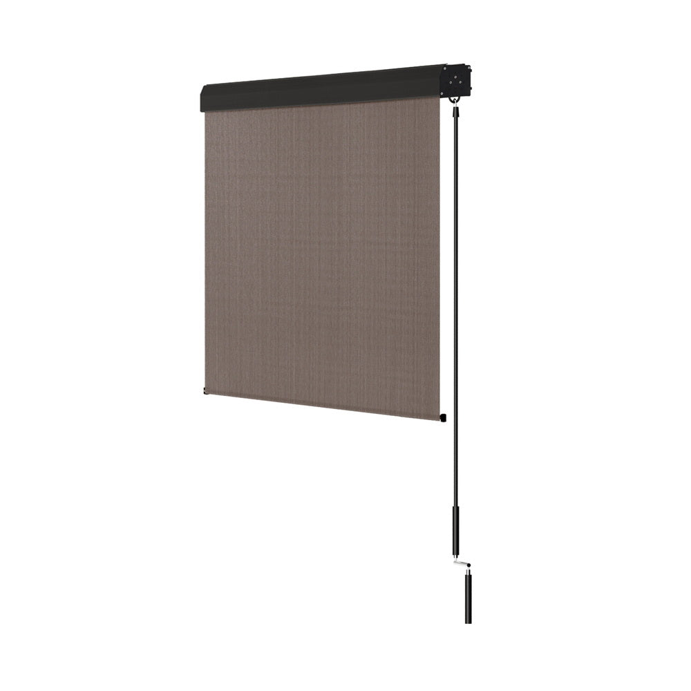 Instahut Outdoor Blinds Light Filtering Roll Down Awning Shade 2.1X2.5M Brown Instahut