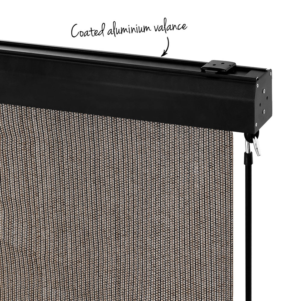 Instahut Outdoor Blinds Light Filtering Roll Down Awning Shade 2.1X2.5M Brown Instahut