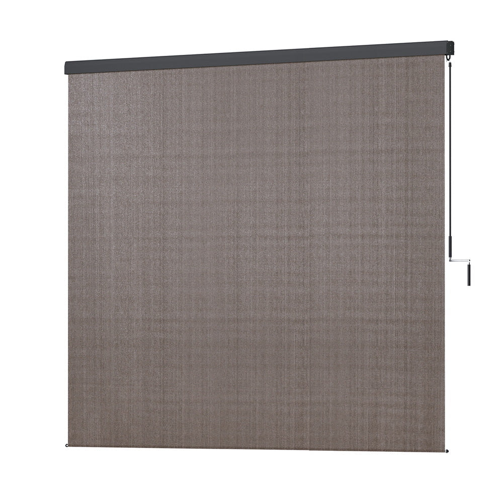 Instahut Outdoor Blinds Light Filtering Roll Down Awning Shade 3X2.5M Brown Does not apply