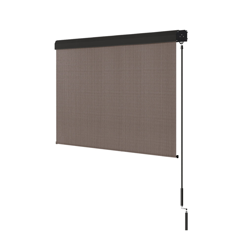 Instahut Outdoor Blinds Light Filtering Roll Down Awning Shade 3X2.5M Brown Does not apply