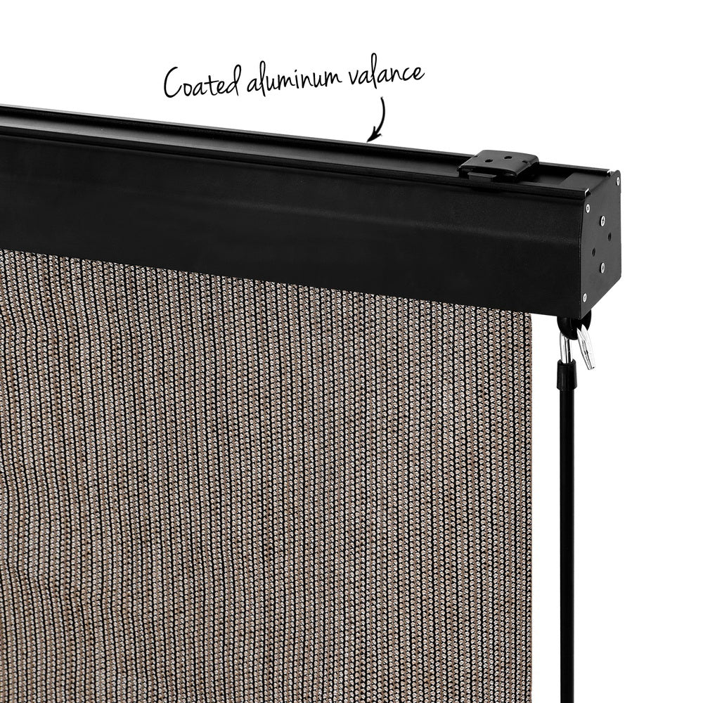 Instahut Outdoor Blinds Light Filtering Roll Down Awning Shade 3X2.5M Brown Does not apply