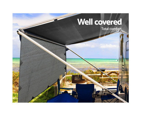 4.9M Caravan Privacy Screens 1.95m Roll Out Awning End Wall Side Sun Shade freeshipping - Awezingly