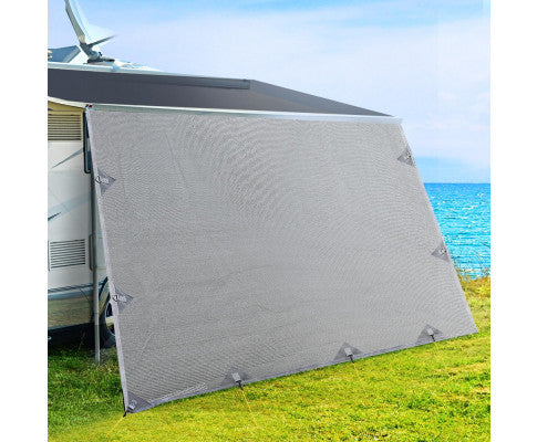 4.9M Caravan Privacy Screens 1.95m Roll Out Awning End Wall Side Sun Shade freeshipping - Awezingly