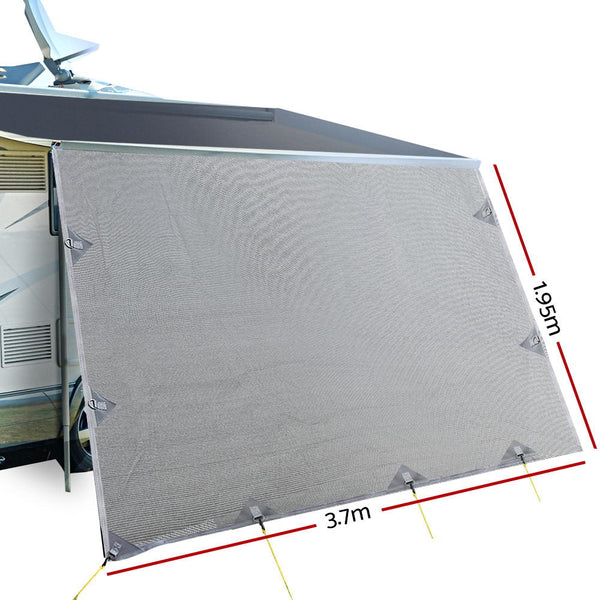 3.7M Caravan Privacy Screens 1.95m Roll Out Awning End Wall Side Sun Shade Does not apply