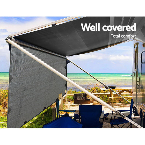 3.7M Caravan Privacy Screens 1.95m Roll Out Awning End Wall Side Sun Shade Does not apply