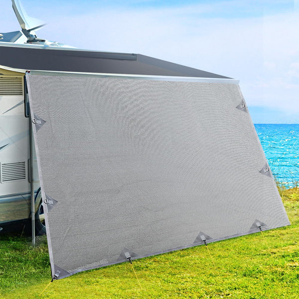 3.7M Caravan Privacy Screens 1.95m Roll Out Awning End Wall Side Sun Shade Does not apply