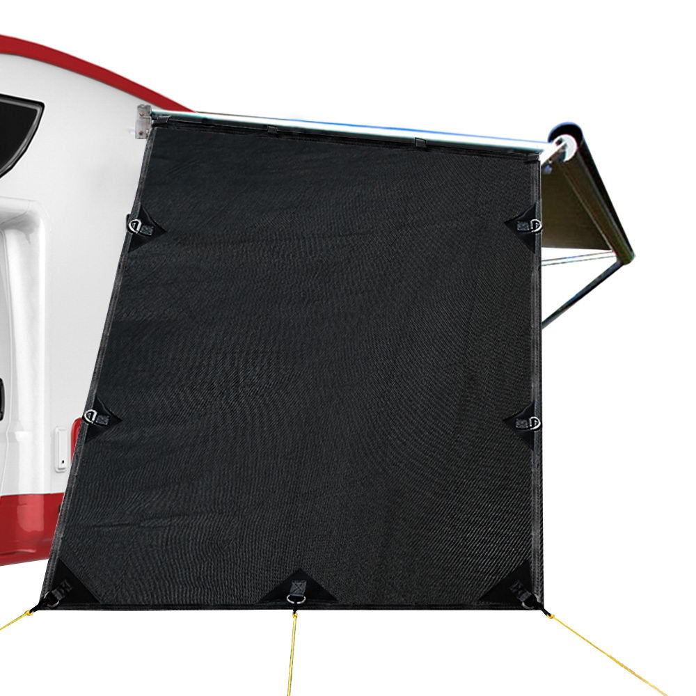 Black Caravan Privacy Screen 1.95 x 2.2M End Wall or Side Sun Shade Roll Out Does not apply