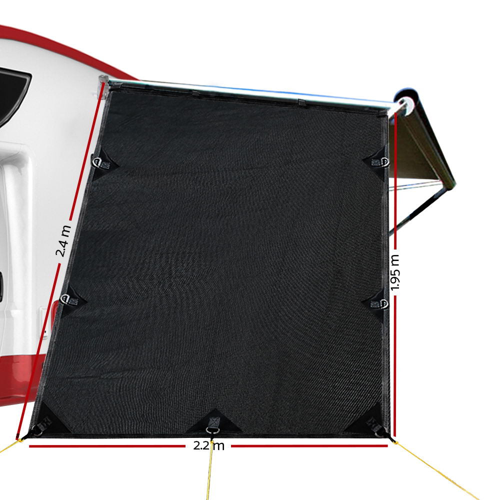 Black Caravan Privacy Screen 1.95 x 2.2M End Wall or Side Sun Shade Roll Out Does not apply