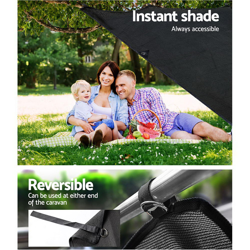 Black Caravan Privacy Screen 1.95 x 2.2M End Wall or Side Sun Shade Roll Out Does not apply