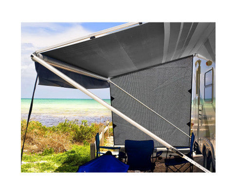 Grey Caravan Privacy Screen 1.95 x 2.2M End Wall Side Sun Shade Roll Out Awning freeshipping - Awezingly