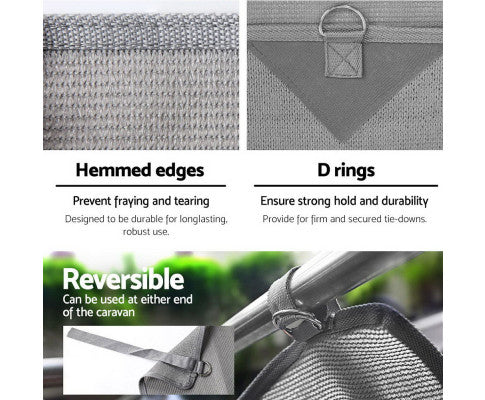 Grey Caravan Privacy Screen 1.95 x 2.2M End Wall Side Sun Shade Roll Out Awning freeshipping - Awezingly