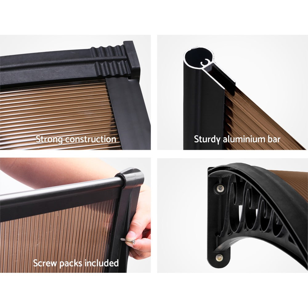 Instahut DIY Window Door Awning Brown 1 x 1M freeshipping - Awezingly