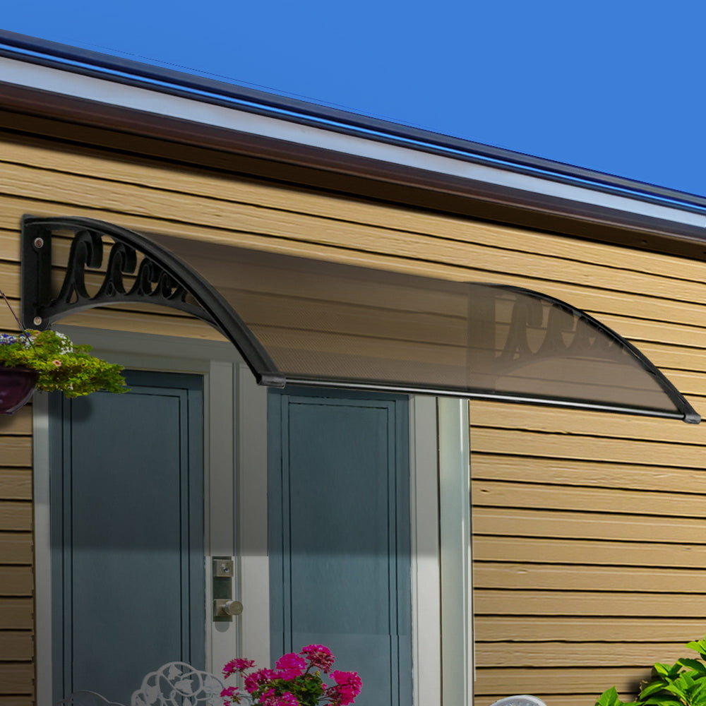 Instahut DIY Window Door Awning Brown 1 x 1M freeshipping - Awezingly