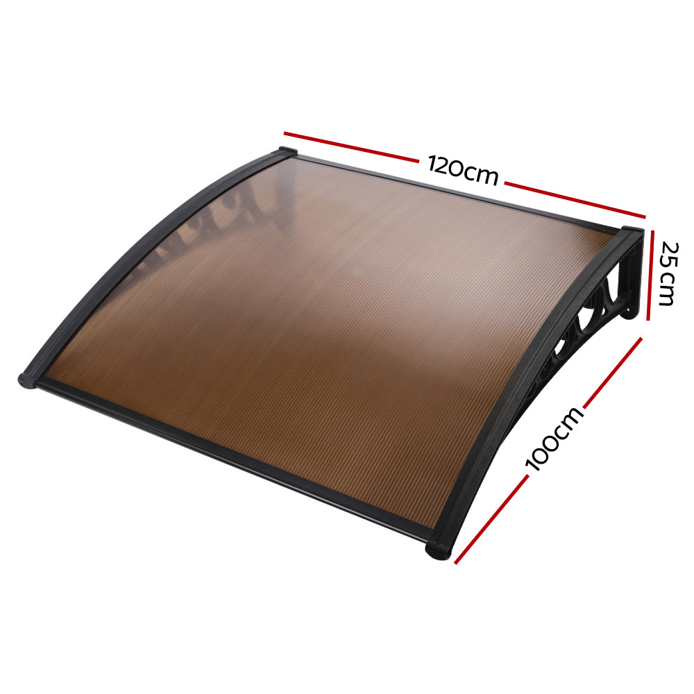 Instahut Window Door Awning Outdoor Door Canopy Patio Awning 1mx1.2m DIY Brown Instahut