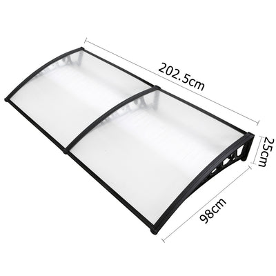 Instahut DIY Window Door Awning Shade 1 x 2m - Transparent