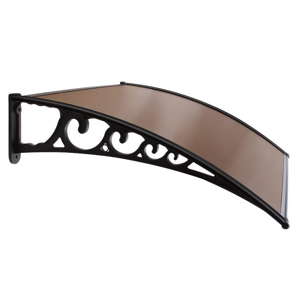 Instahut Window Door Awning 1mx2.4m Brown Hollow Sheet Plastic Frame Instahut