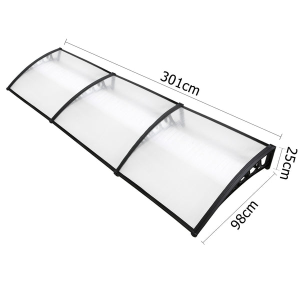 Instahut DIY Window Door Awning Shade 1 x 3m - Transparent freeshipping - Awezingly