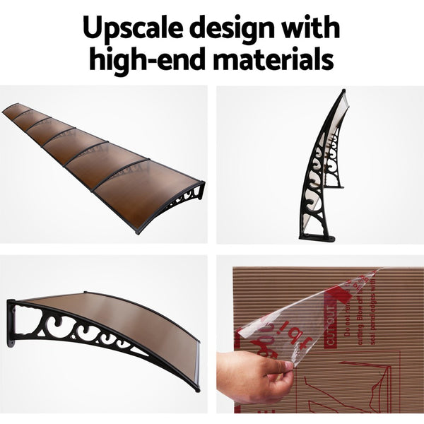 Instahut Window Door Awning Door Canopy Patio UV Sun Shield BROWN 1mx6m DIY freeshipping - Awezingly