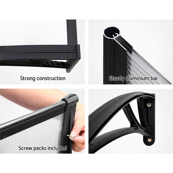 Instahut DIY Window Door Awning Shade 1 x 2m - Transparent Does not apply