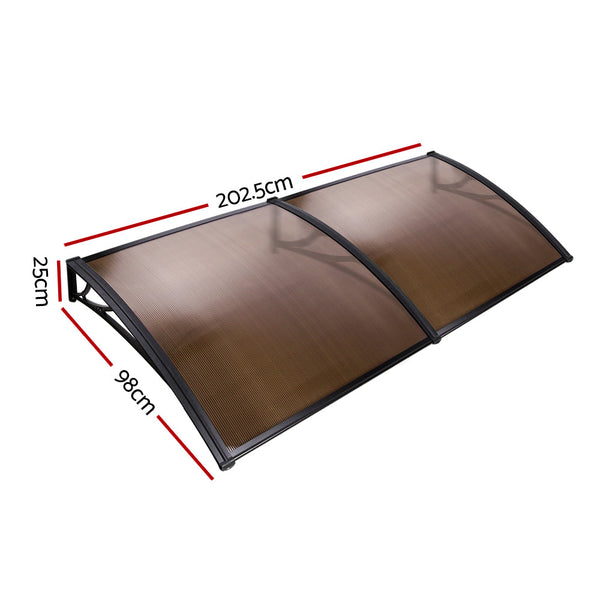 Instahut Window Door Awning Door Canopy Patio UV Sun Shield BROWN 1mx2m DIY Does not apply