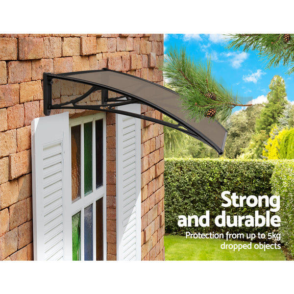 Instahut Window Door Awning Door Canopy Patio UV Sun Shield BROWN 1mx2m DIY Does not apply
