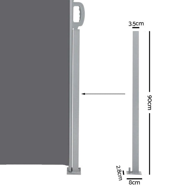 Instahut 1.8X6M Retractable Side Awning Garden Patio Shade Screen Panel Grey freeshipping - Awezingly