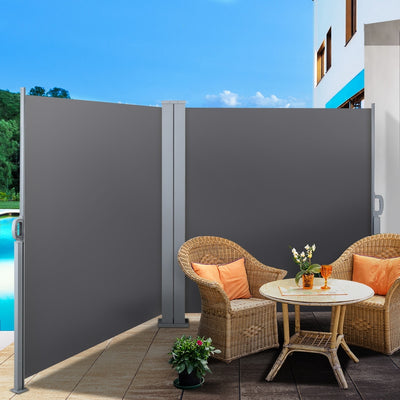 Instahut 1.8X6M Retractable Side Awning Garden Patio Shade Screen Panel Grey