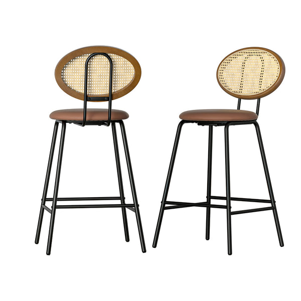Artiss Bar Stools Kitchen Stool Metal Counter Dining Chair Rattan Barstools x2 Artiss