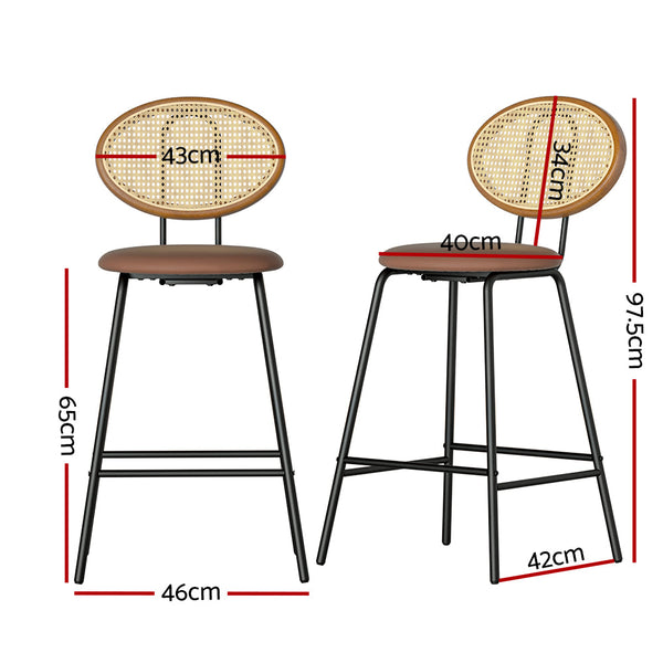 Artiss Bar Stools Kitchen Stool Metal Counter Dining Chair Rattan Barstools x2 Artiss