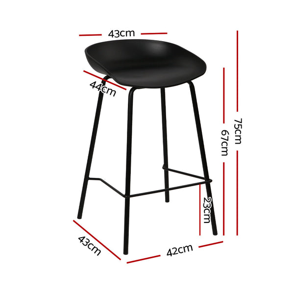 Artiss Set of 2 Metal Bar Stools - Black Artiss