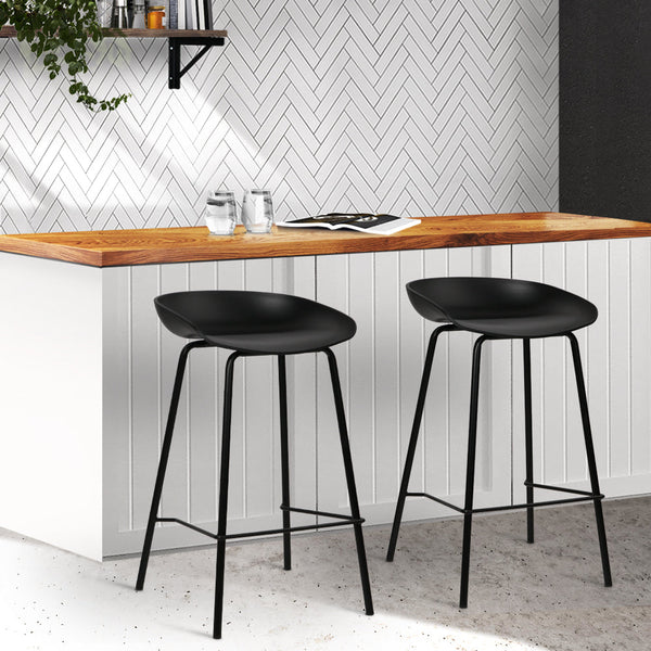 Artiss Set of 2 Metal Bar Stools - Black Artiss
