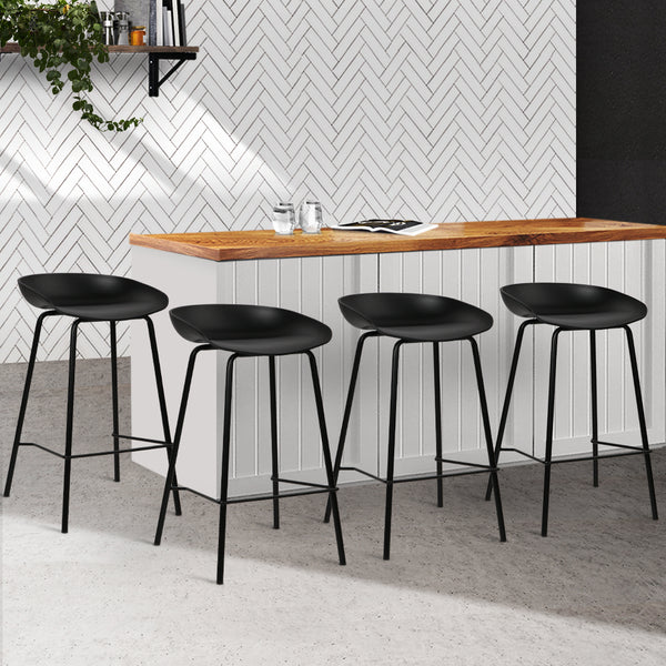 Artiss Set of 4 Metal Bar Stools - Black freeshipping - Awezingly