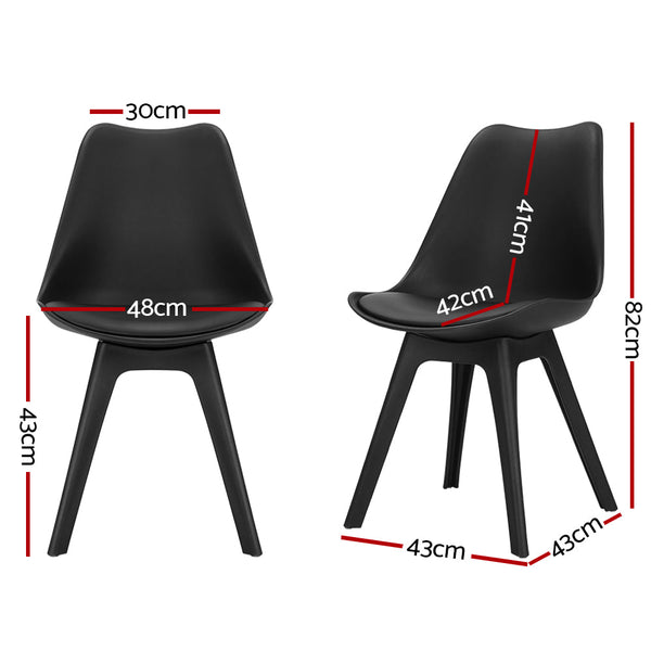 Artiss Set of 4 Retro Padded Dining Chair - Black Artiss