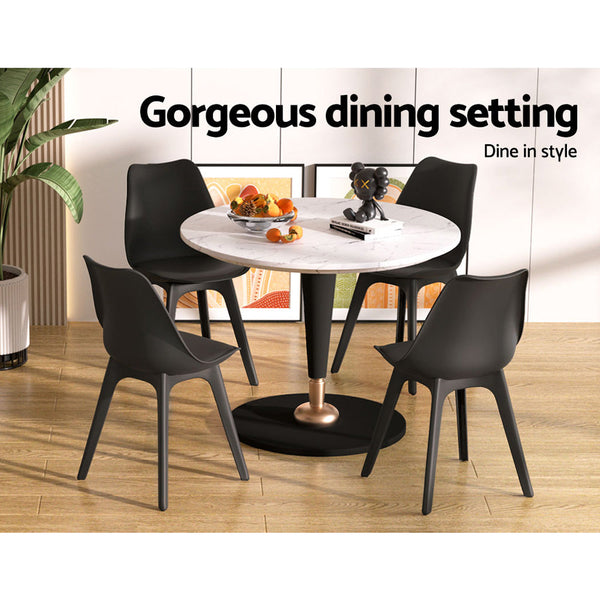 Artiss Set of 4 Retro Padded Dining Chair - Black Artiss