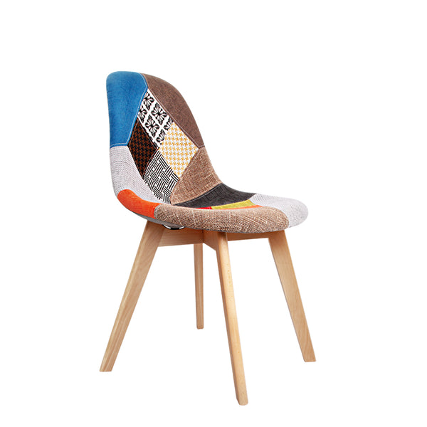 Artiss Set of 2 Retro Beech Fabric Dining Chair - Multi Colour freeshipping - Awezingly