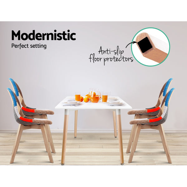 Artiss Set of 2 Retro Beech Fabric Dining Chair - Multi Colour freeshipping - Awezingly