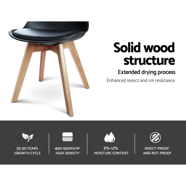 Artiss Set of 4 Padded Dining Chair - Black freeshipping - Awezingly