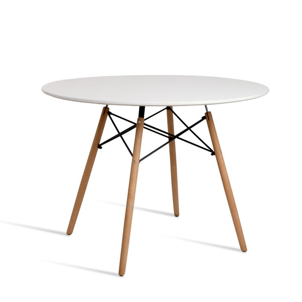 Artiss Dining Table 4 Seater Round Replica DSW Eiffel Kitchen Timber White Artiss