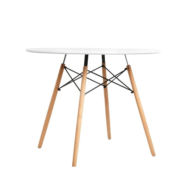 Artiss Dining Table Round 4 Seater Replica Tables Cafe Timber White 90cm freeshipping - Awezingly