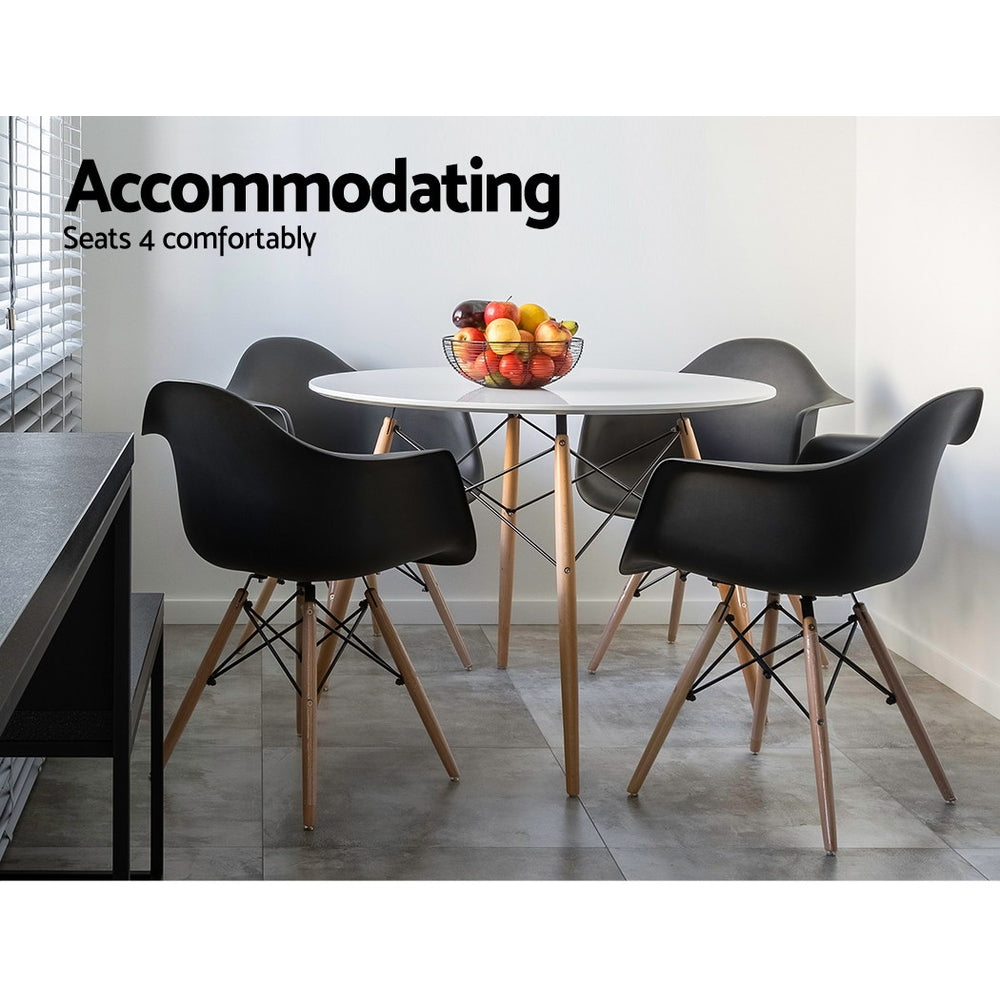 Artiss Dining Table Round 4 Seater Replica Tables Cafe Timber White 90cm freeshipping - Awezingly